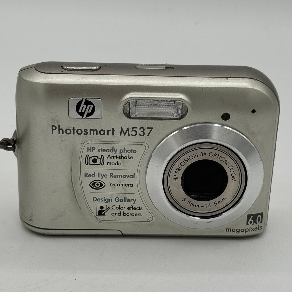 HP Photosmart M537 Digital Camera Silver 6.0MP 3x Zoom 1GB SD Tested Works